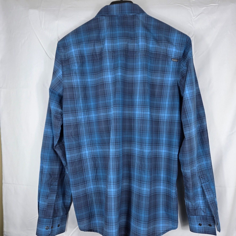 5.11 Tactical Mens Blue Plaid Long Sleeve Button Down Shirt Size Medium - Picture 3 of 8